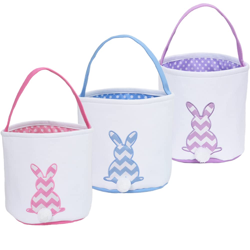 Amazon.com: 3 PCS Easter Bunny Basket - Canvas Cotton Easter Eggs